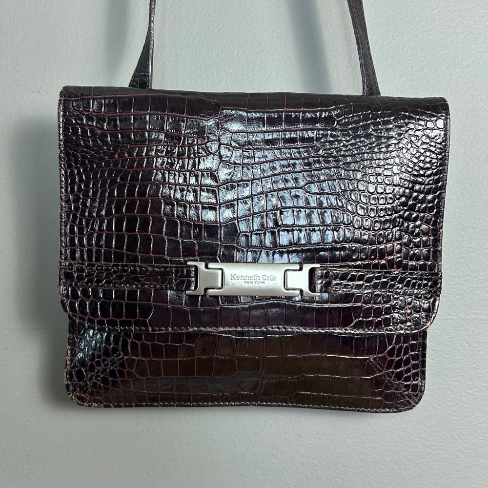 Kenneth Cole 90s Crossbody Bag Women's patent leather Croc Preppy Dark Academia